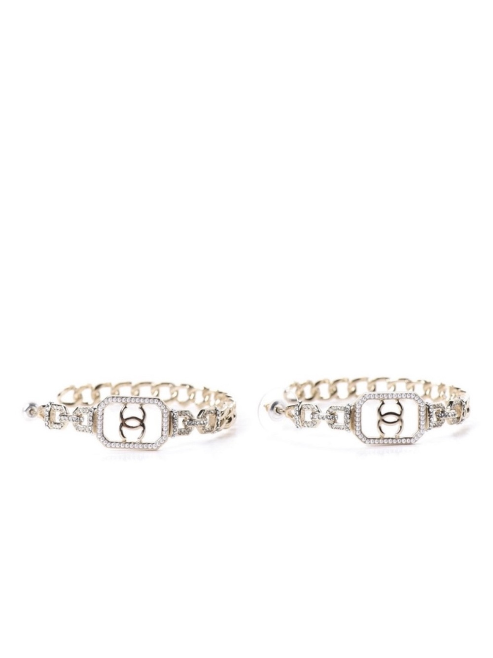 CHANEL Silver Logo Earrings